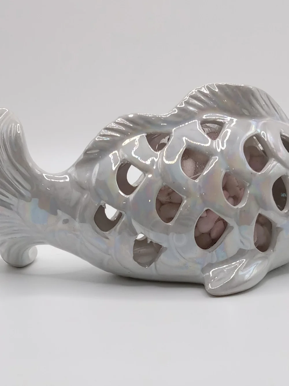 Ceramic Glossy Iridescent Potpourri Satchet Fish Décor